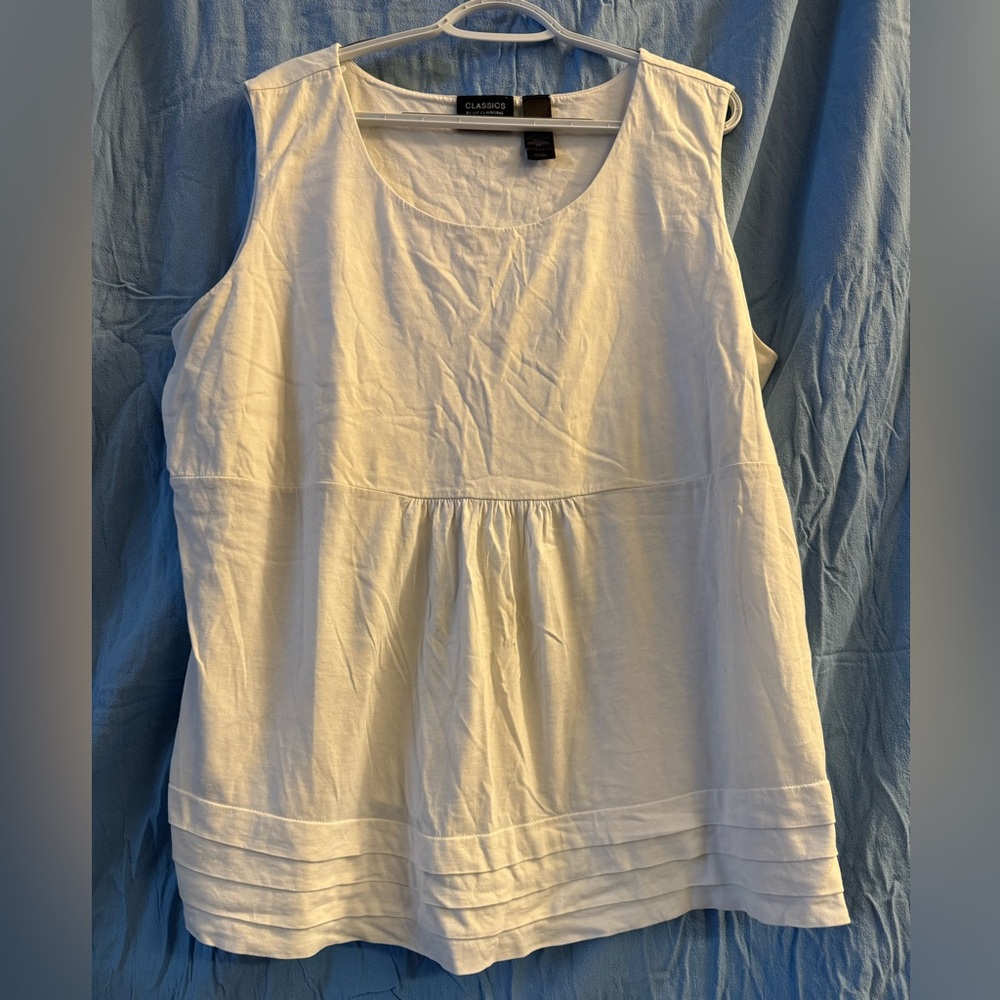 Classics By Liz Claiborne White Peplum Tank Top